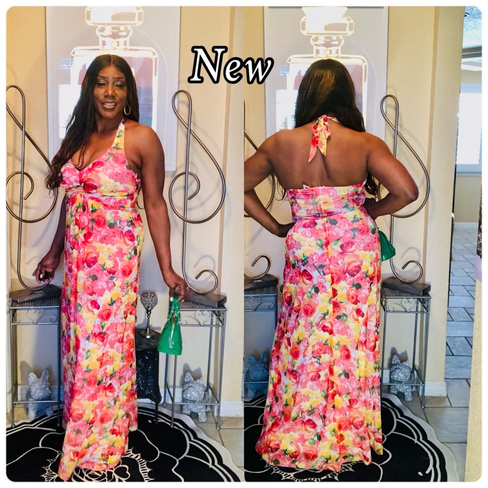 Cache Floral Maxi Dress - Pink and Yellow